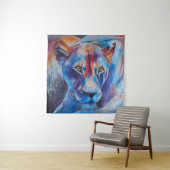 Hand Painted Wild Cat Portrait Wandkleed (In situ)