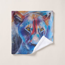 Hand Painted Wild Cat Portrait Washandje