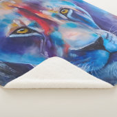 Hand Painted Wild Cat Portraitng Sherpa Deken (3/4)