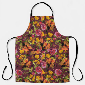 Hand-Painted with Inks All-Over Print Apron Schort