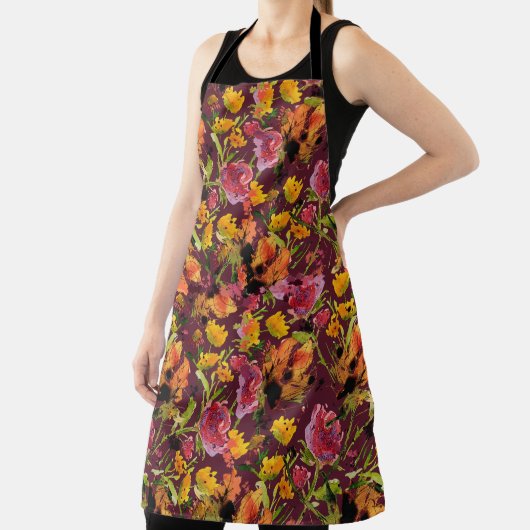 Hand-Painted with Inks All-Over Print Apron Schort (Insitu)