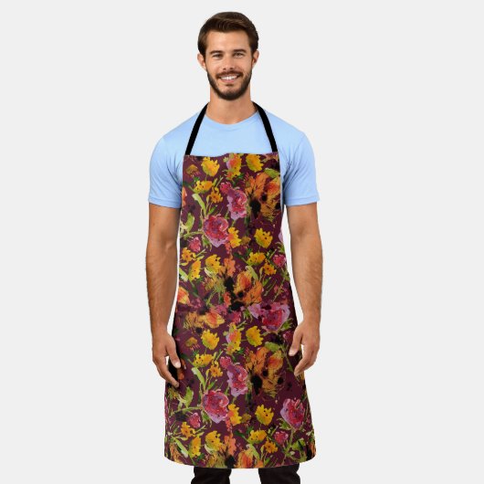 Hand-Painted with Inks All-Over Print Apron Schort (Gedragen)