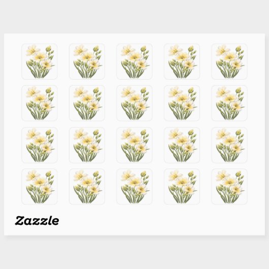 Hand Painted Yellow Flowers Sticker (Vel)