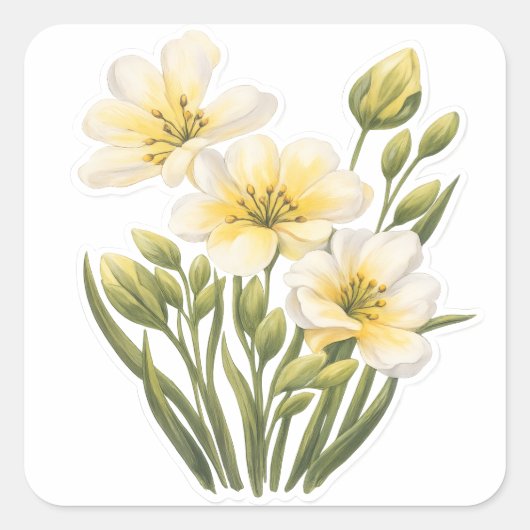 Hand Painted Yellow Flowers Sticker (Voorkant)