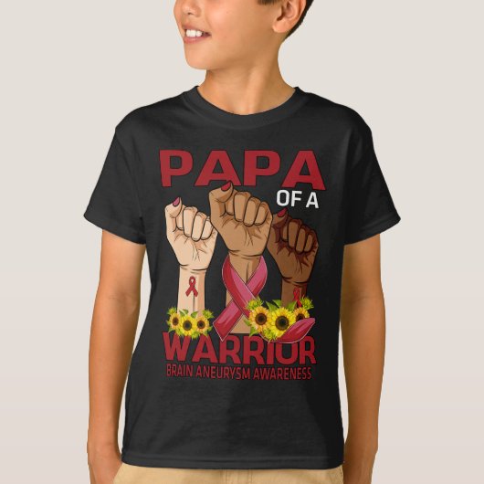 Hand papa van een krijger hersenaneurysma bewustzi t-shirt (Voorkant)