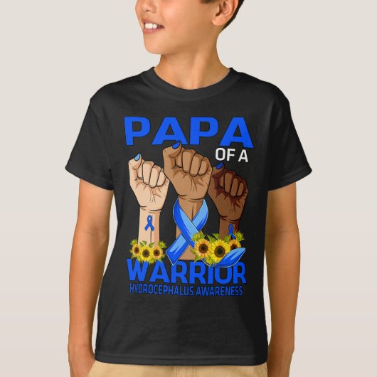 Hand Papa van een krijger Hydrocefalus Awareness S T-shirt (Voorkant)