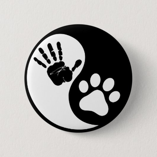 Hand Paw Yin Yang Ronde Button 5,7 Cm (Voorkant)