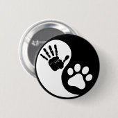 Hand Paw Yin Yang Ronde Button 5,7 Cm (Voorkant /achterkant)