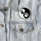 Hand Paw Yin Yang Ronde Button 5,7 Cm (In situ)