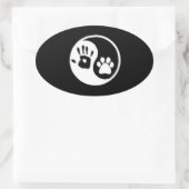 Hand/Paw Yin-Yang symbool Ovale Sticker (Tas)