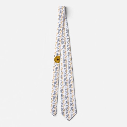 Hand PEACE Symbool V-Sign Oekraïne Zonnebloem Stropdas (Achterkant)