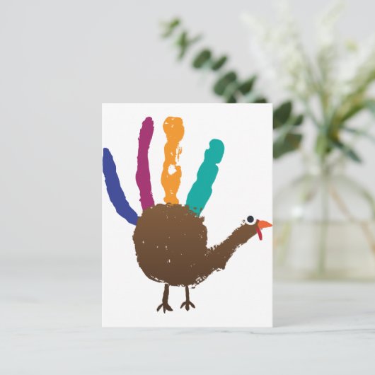 Hand Print Turkey Briefkaart (Staand voorkant)