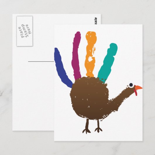 Hand Print Turkey Briefkaart (Voorkant / Achterkant)