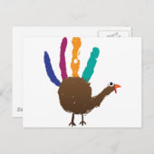 Hand Print Turkey Briefkaart (Voorkant / Achterkant)