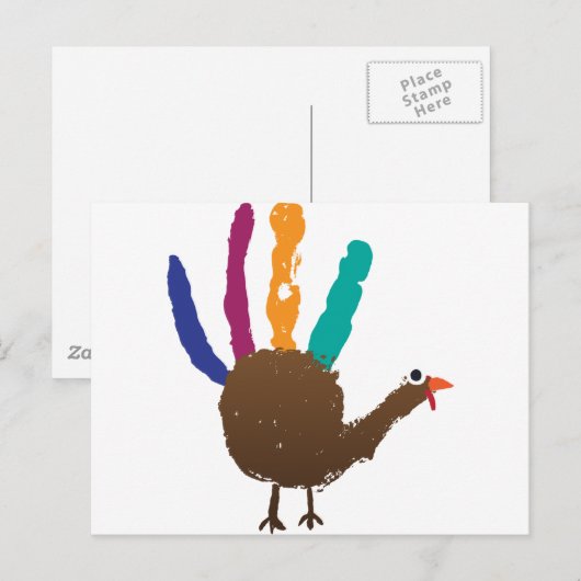 Hand Print Turkey Briefkaart (Voorkant / Achterkant)