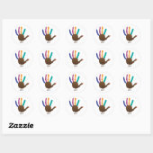 Hand Print Turkey Ronde Sticker (Vel)