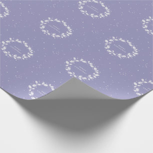 Hand Printen Periwinkle Kerstmis Holly Wreater Cadeaupapier
