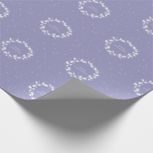 Hand Printen Periwinkle Kerstmis Holly Wreater Cadeaupapier (Hoek)