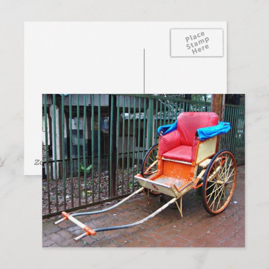 Hand Pulled Rickshaw in Kolkata (Calcutta), India Briefkaart (Voorkant / Achterkant)