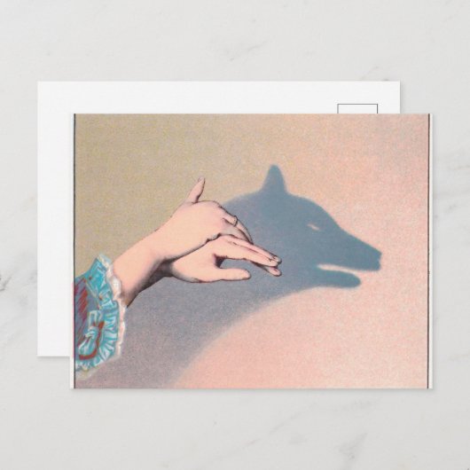Hand Puppets Wolf Victoriaans  Chiaroscuro Briefkaart (Voorkant / Achterkant)