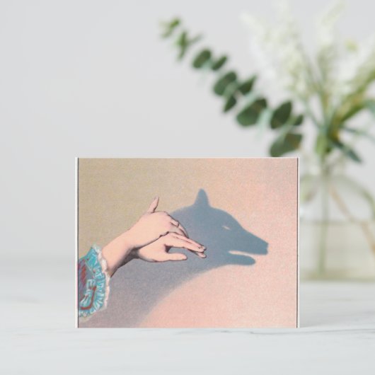 Hand Puppets Wolf Victoriaans  Chiaroscuro Briefkaart (Staand voorkant)