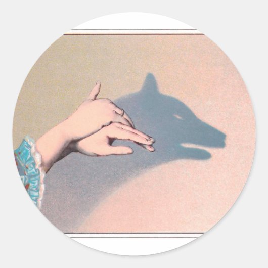 Hand Puppets Wolf Victoriaans  Chiaroscuro Ronde Sticker (Voorkant)