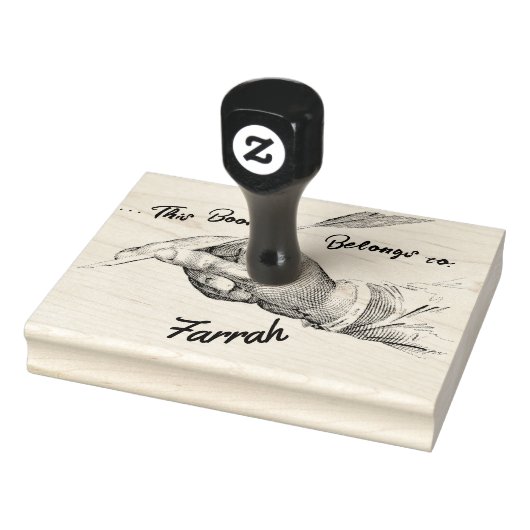 Hand Quill Schrijven Naam | Eigendomsinktkussen Rubberstempel (Stempel)
