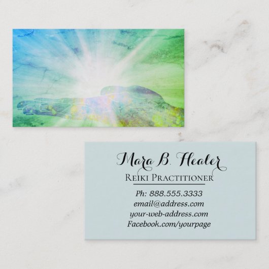 *~* Hand Rays of Light Energy Healer Visitekaartje (Voorkant / Achterkant)