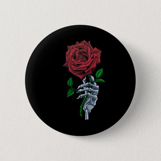 Hand Rode Rose Bloem Ronde Button 5,7 Cm (Voorkant)