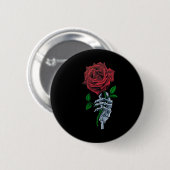 Hand Rode Rose Bloem Ronde Button 5,7 Cm (Voorkant /achterkant)