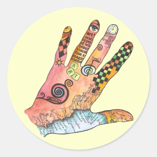 Hand Ronde Sticker (Voorkant)
