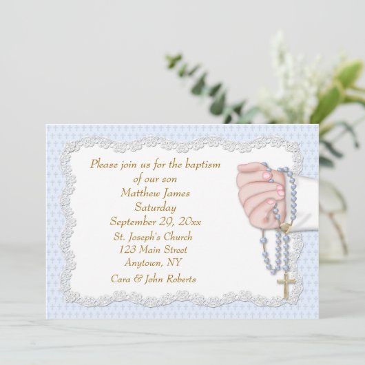 Hand Rosary Beads Blue Kaart (Staand voorkant)