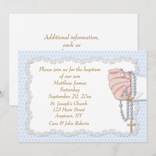 Hand Rosary Beads Blue Kaart (Voorkant / Achterkant)