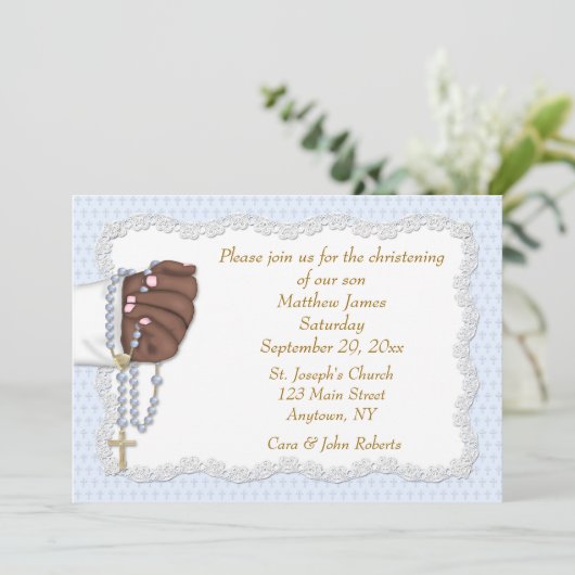 Hand Rosary Beads Blue Kaart (Staand voorkant)