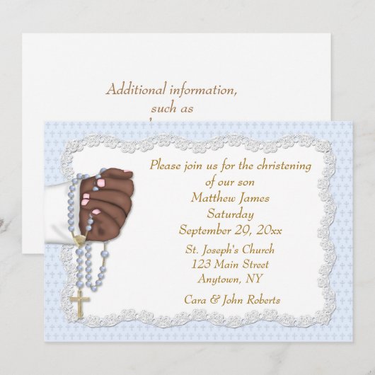 Hand Rosary Beads Blue Kaart (Voorkant / Achterkant)