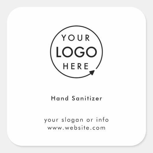 Hand Sanitizer | Business Logo Covid-19 Safety Vierkante Sticker (Voorkant)