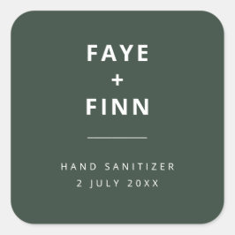 Hand Sanitizer | Groene Covid Scandi Modern Weddin Vierkante Sticker