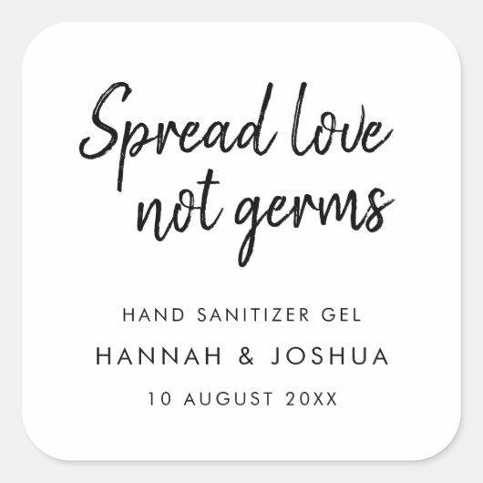 Hand Sanitizer | Informele weduwdag in het script Vierkante Sticker (Voorkant)