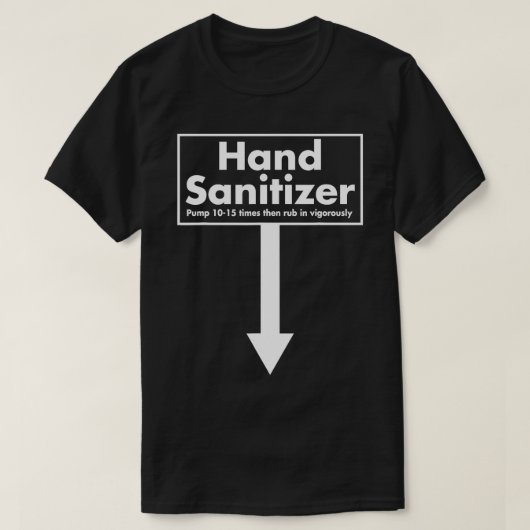 Hand Sanitizer pomp 1015 keer dan wrijven in Vigor T-shirt (Design voorkant)