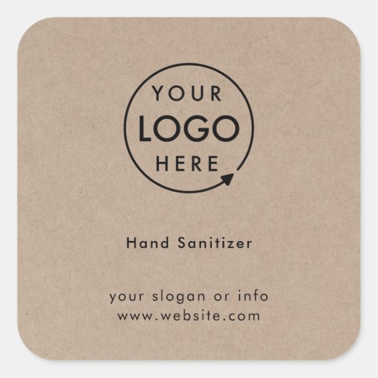Hand Sanitizer | Rustic Kraft Business Logo Vierkante Sticker (Voorkant)