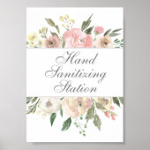 Hand Sanitizing Station Chic Floral Wedding Poster (Voorkant)
