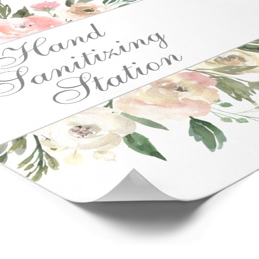 Hand Sanitizing Station Chic Floral Wedding Poster (Hoek)