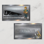 Hand Saw City Logo | Bouwpersoneel | Staal Visitekaartje (Voorkant / Achterkant)