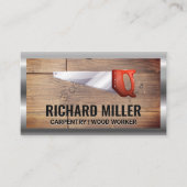 Hand Saw | Houten planken | Carpenter Visitekaartje (Voorkant)
