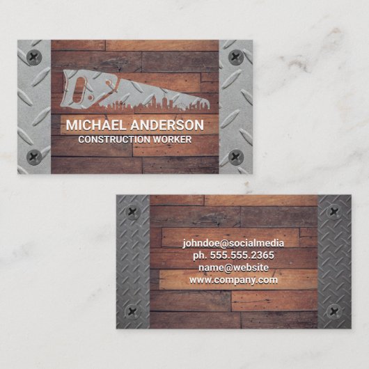 Hand Saw | Houtmetaal | Bouw Visitekaartje (Voorkant / Achterkant)