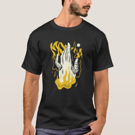 Hand Scary Surreal Burning Devil T-shirt (Voorkant)