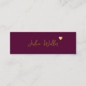 Hand Schetste Naam met Hart donkere wijn Mini Visitekaartje (Voorkant)