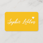 Hand Schetste Naam met Hart Geel-Sinaasappel Visitekaartje (Voorkant)