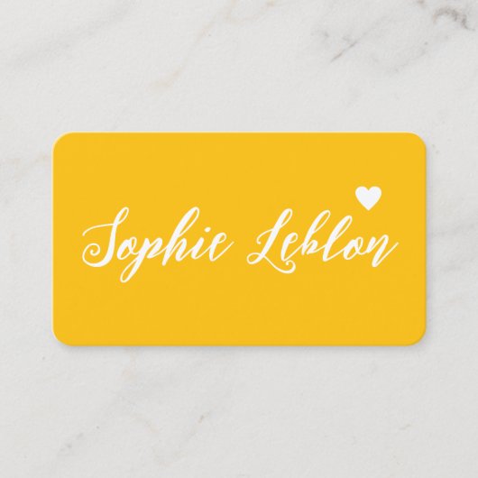 Hand Schetste Naam met Hart Geel-Sinaasappel Visitekaartje (Voorkant)