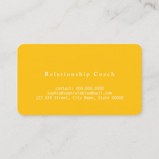 Hand Schetste Naam met Hart Geel-Sinaasappel Visitekaartje (Achterkant)